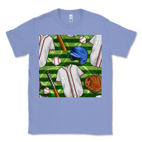 Colony Blue baseball uniform and field seamless pattern Classic Tee - BundleAndBundleShop