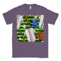Lavender baseball uniform and field seamless pattern Classic Tee - BundleAndBundleShop