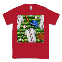 Red baseball uniform and field seamless pattern Classic Tee - BundleAndBundleShop