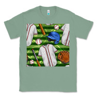 Sage baseball uniform and field seamless pattern Classic Tee - BundleAndBundleShop