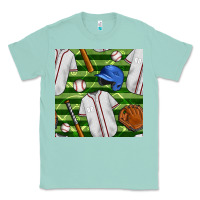 Seafoam baseball uniform and field seamless pattern Classic Tee - BundleAndBundleShop