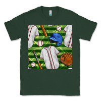 Sports Green baseball uniform and field seamless pattern Classic Tee - BundleAndBundleShop