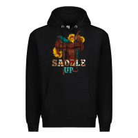 Black saddle up cowboy western sunflowers Premium Hoodie - Artiststas