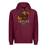 Burgundy saddle up cowboy western sunflowers Premium Hoodie - Artiststas
