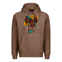Chestnut saddle up cowboy western sunflowers Premium Hoodie - Artiststas