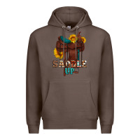 Coffee saddle up cowboy western sunflowers Premium Hoodie - Artiststas