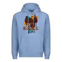 Colony Blue saddle up cowboy western sunflowers Premium Hoodie - Artiststas