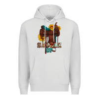 Dove Grey saddle up cowboy western sunflowers Premium Hoodie - Artiststas