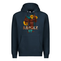 Navy saddle up cowboy western sunflowers Premium Hoodie - Artiststas