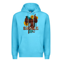 Ocean Blue saddle up cowboy western sunflowers Premium Hoodie - Artiststas