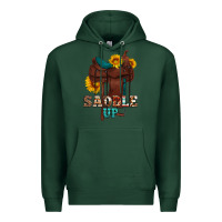 Sports Green saddle up cowboy western sunflowers Premium Hoodie - Artiststas
