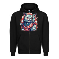 Black cat7 Zipper Hoodie - Unal Design
