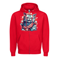 Red cat7 Zipper Hoodie - Unal Design