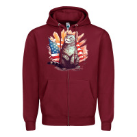 Burgundy cat8 Zipper Hoodie - Unal Design
