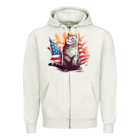Oatmeal Heather cat8 Zipper Hoodie - Unal Design