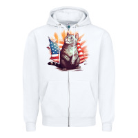 White cat8 Zipper Hoodie - Unal Design