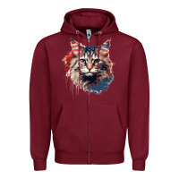 Burgundy cat9 Zipper Hoodie - Unal Design