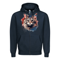 Navy cat9 Zipper Hoodie - Unal Design