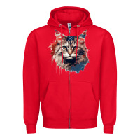 Red cat9 Zipper Hoodie - Unal Design