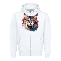 White cat9 Zipper Hoodie - Unal Design