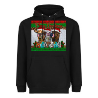 Black merry christmas heifers Heavyweight Hoodie - RanaPortraitStore