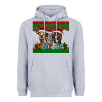 Heather Grey merry christmas heifers Heavyweight Hoodie - RanaPortraitStore
