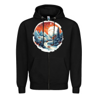 Black deer snow house design Zipper Hoodie - Unal Design