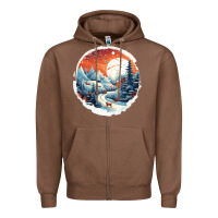 Chestnut deer snow house design Zipper Hoodie - Unal Design