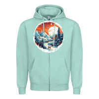 Seafoam deer snow house design Zipper Hoodie - Unal Design