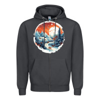 Smoke deer snow house design Zipper Hoodie - Unal Design