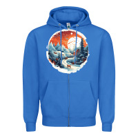 True Royal deer snow house design Zipper Hoodie - Unal Design
