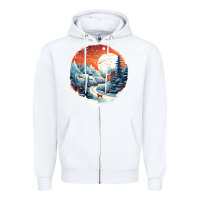 White deer snow house design Zipper Hoodie - Unal Design