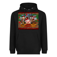 Black merry christmas cow pig and horse Heavyweight Hoodie - RanaPortraitStore