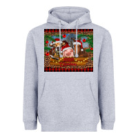 Heather Grey merry christmas cow pig and horse Heavyweight Hoodie - RanaPortraitStore