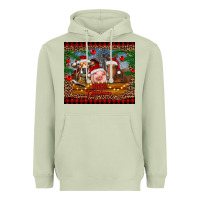 Matcha merry christmas cow pig and horse Heavyweight Hoodie - RanaPortraitStore