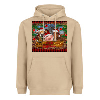 Mushroom merry christmas cow pig and horse Heavyweight Hoodie - RanaPortraitStore