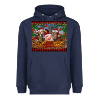 Navy merry christmas cow pig and horse Heavyweight Hoodie - RanaPortraitStore