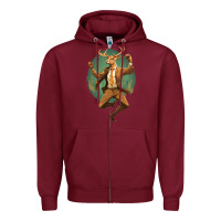 Burgundy happy deer Zipper Hoodie - Unal Design