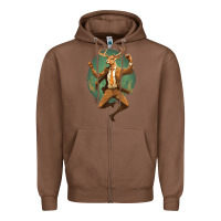 Chestnut happy deer Zipper Hoodie - Unal Design