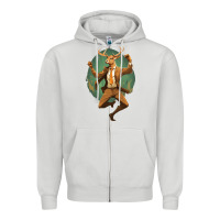 Dove Grey happy deer Zipper Hoodie - Unal Design