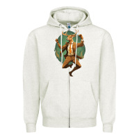 Oatmeal Heather happy deer Zipper Hoodie - Unal Design