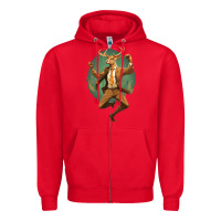 Red happy deer Zipper Hoodie - Unal Design