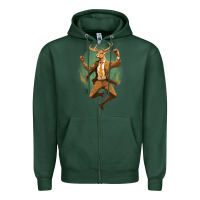 Sports Green happy deer Zipper Hoodie - Unal Design