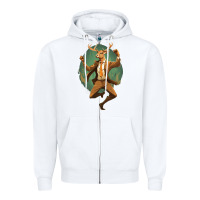 White happy deer Zipper Hoodie - Unal Design