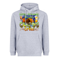Heather Grey fires friends drinks camping crew Heavyweight Hoodie - Zillion Design Studio