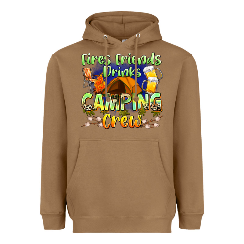 Fires Friends Drinks Camping Crew Heavyweight Hoodie by Zillion Design Studio | Teevron