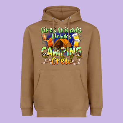 Fires Friends Drinks Camping Crew Heavyweight Hoodie Designed By Zillion Design Studio