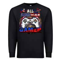 Black All American gamer 4th of july Premium Sweatshirt - CowGirlArtShop