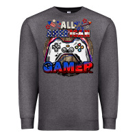 Charcoal Heather All American gamer 4th of july Premium Sweatshirt - CowGirlArtShop