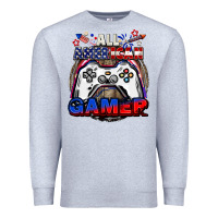 Heather Grey All American gamer 4th of july Premium Sweatshirt - CowGirlArtShop